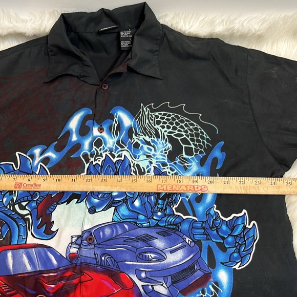 Vintage TD by Priority Male Graphic Polyester Supra Cars Shirt Button Up Men - Picture 5 of 8